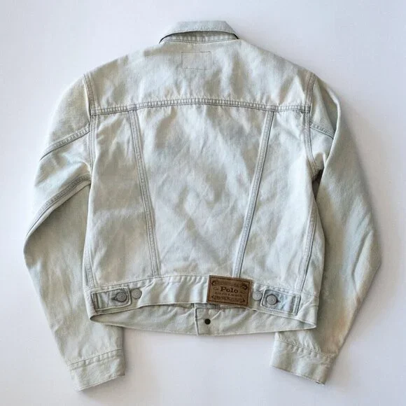Polo Ralph Lauren Womens Jacket Blue Stone Wash Denim Distressed Trucker NWOT XS - Picture 7 of 7
